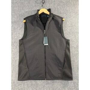 Perry Ellis Black Mixed Media Performance Vest NWT Men's Medium Full Zip